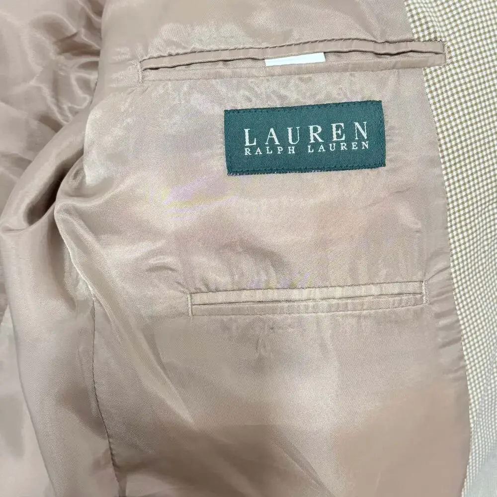 Lauren Ralph Lauren Men's 44R Tan Houndstooth Two-Button Blazer Sport Coat